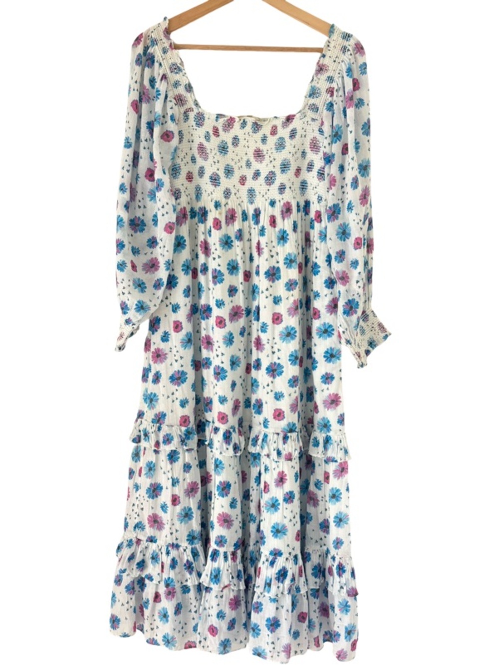LoveShackFancy Miri Midi Dress Deep Cotton Candy White Size S - Picture 9 of 12